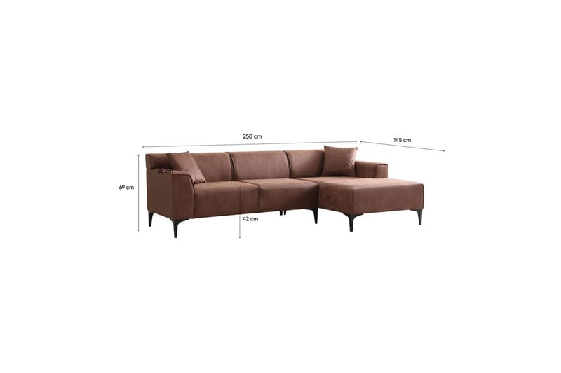 Malpani Soffa med Divan 3-sits - Cognac - Möbler - Soffa - Divansoffor & schäslongsoffa