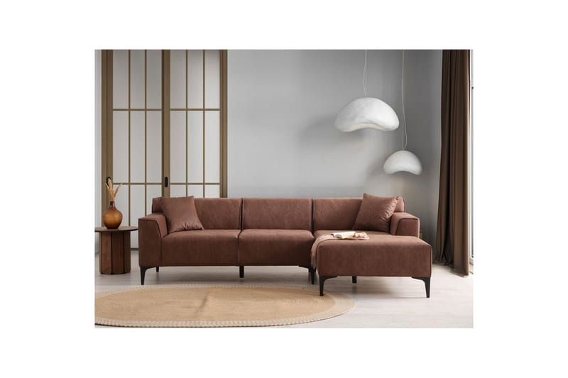 Malpani Soffa med Divan 3-sits - Cognac - Möbler - Soffa - Divansoffor & schäslongsoffa