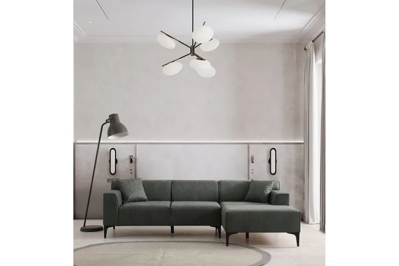 Malpani Soffa med Divan 3-sits - Grön - Möbler - Soffa - Divansoffor & schäslongsoffa