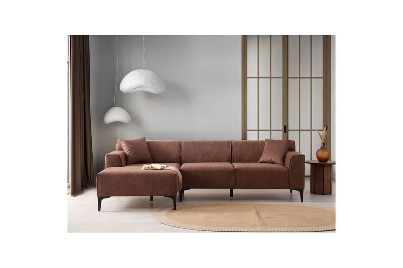 Malpani Soffa med Divan 4-sits - Cognac - Möbler - Soffa - Divansoffor & schäslongsoffa