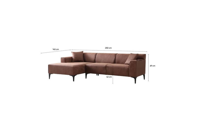Malpani Soffa med Divan 4-sits - Cognac - Möbler - Soffa - Divansoffor & schäslongsoffa