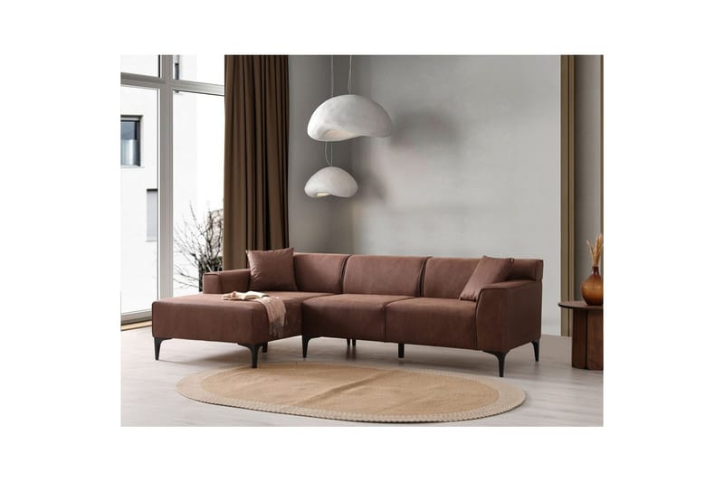 Malpani Soffa med Divan 4-sits - Cognac - Möbler - Soffa - Divansoffor & schäslongsoffa