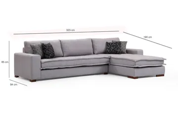Mamerto Soffa m. Divan 4-sits - Ljusgrå - Möbler - Soffa - Divansoffor & schäslongsoffa