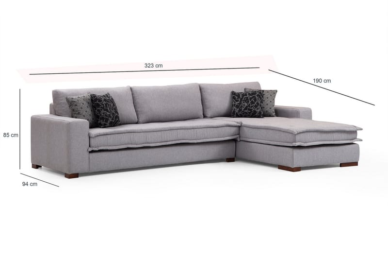 Mamerto Soffa m. Divan 4-sits - Ljusgrå - Möbler - Soffa - Divansoffor & schäslongsoffa