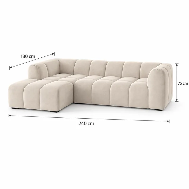 Marlow 3-sits Bubblig Divansoffa vänster - Beige - Möbler - Soffa - Divansoffor & schäslongsoffa
