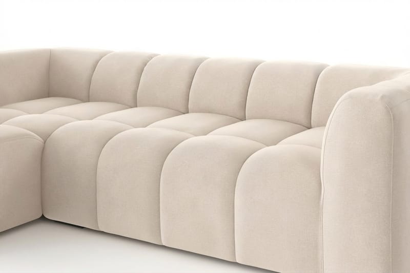 Marlow 3-sits L-formad Bubblig Divansoffa Vänster med Schäslong i Tyg - Beige - Möbler - Soffa - Divansoffor & schäslongsoffa