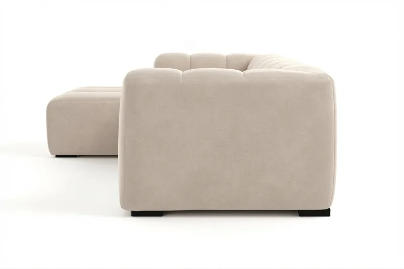 Marlow 3-sits L-formad Bubblig Divansoffa Vänster med Schäslong i Tyg - Beige - Möbler - Soffa - Divansoffor & schäslongsoffa