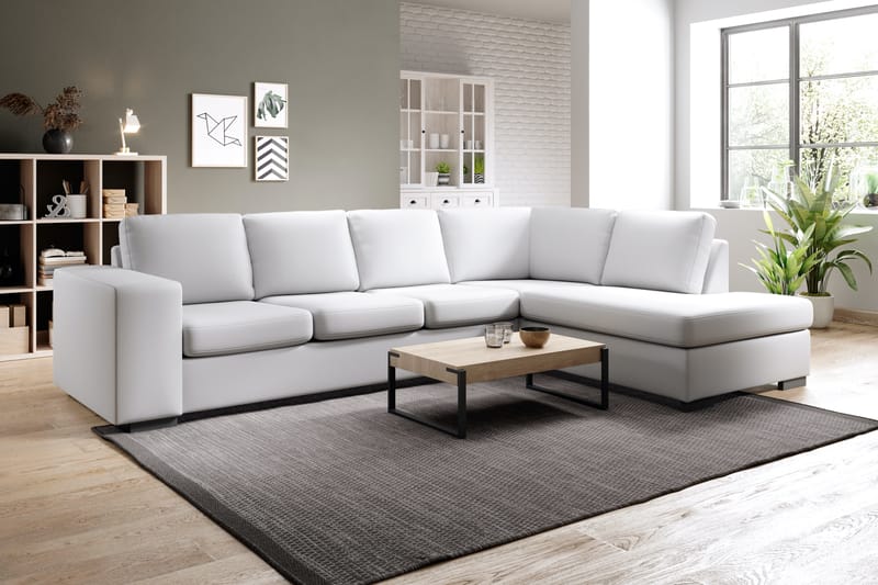Memphis 4-sits Högervänd L-formad Large Schäslongsoffa i Konstläder - Vit - Möbler - Soffa - Divansoffor & schäslongsoffa