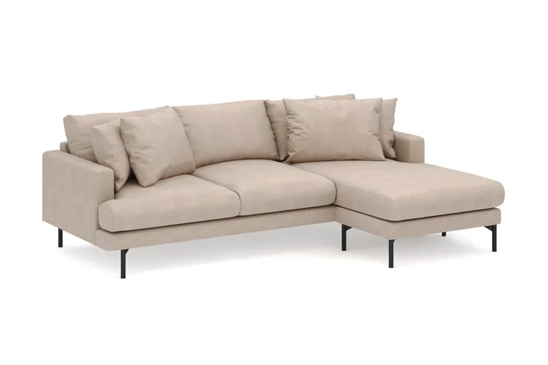Menard 3-sits Högervänd L-formad Divansoffa i Tyg - Beige - Möbler - Soffa - Divansoffor & schäslongsoffa