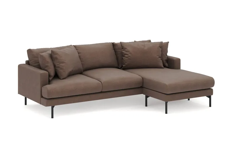 Menard 3-sits Högervänd L-formad Divansoffa i Tyg - Brun - Möbler - Soffa - Divansoffor & schäslongsoffa