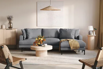 Menard 3-sits Högervänd L-formad Divansoffa i Tyg - Mörkgrå - Möbler - Soffa - Divansoffor & schäslongsoffa - 3 sits soffa med divan