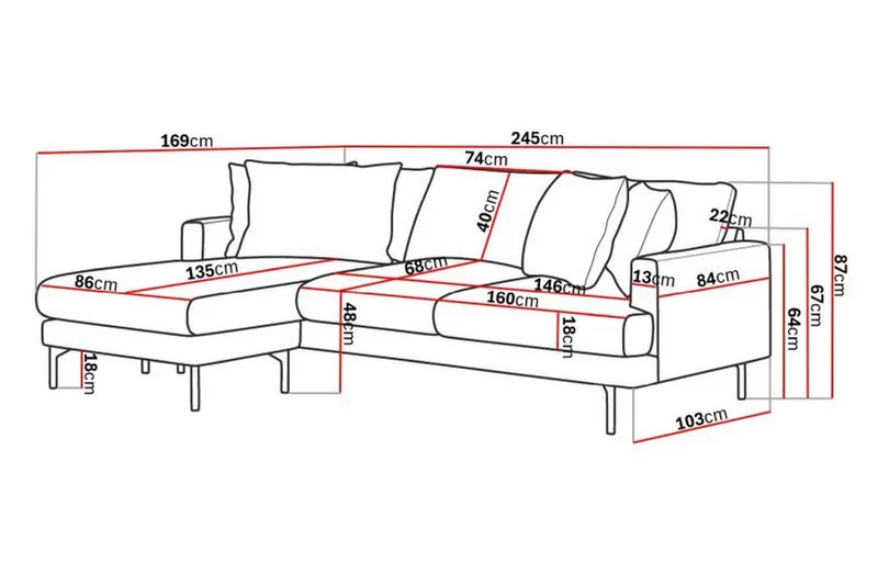 Menard 3-sits Vänstervänd L-formad Djup Divansoffa i Manchester - Beige - Möbler - Soffa - Divansoffor & schäslongsoffa - 3 sits soffa med divan