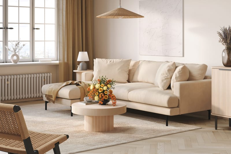 Menard 3-sits Vänstervänd L-formad Djup Divansoffa i Manchester - Beige - Möbler - Soffa - Divansoffor & schäslongsoffa - 3 sits soffa med divan