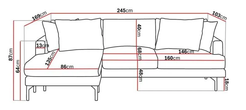 Menard 3-sits Vänstervänd L-formad Djup Divansoffa i Manchester - Brun - Möbler - Soffa - Divansoffor & schäslongsoffa
