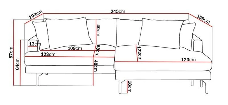 Menard 4-sits Högervänd L-formad Divansoffa i Tyg - Beige - Möbler - Soffa - Divansoffor & schäslongsoffa