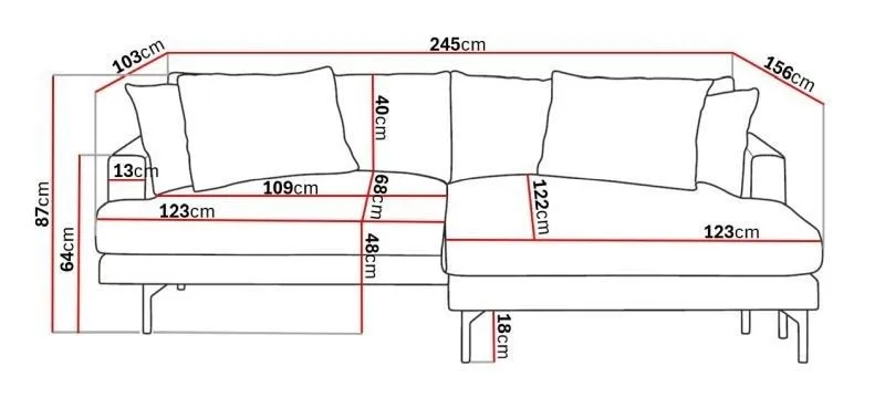 Menard 4-sits Högervänd L-formad Divansoffa i Tyg - Brun - Möbler - Soffa - Divansoffor & schäslongsoffa