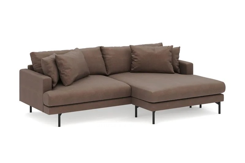 Menard 4-sits Högervänd L-formad Divansoffa i Tyg - Brun - Möbler - Soffa - Divansoffor & schäslongsoffa