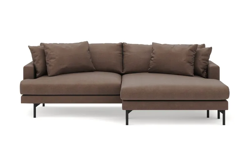 Menard 4-sits Högervänd L-formad Divansoffa i Tyg - Brun - Möbler - Soffa - Divansoffor & schäslongsoffa