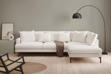Menard 4-sits Högervänd L-formad Djup Schäslongsoffa i Bouclé - Vit - Möbler - Soffa - Divansoffor & schäslongsoffa