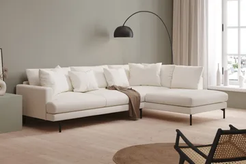 Menard 4-sits Högervänd L-formad Djup Schäslongsoffa i Bouclé - Vit - Möbler - Soffa - Divansoffor & schäslongsoffa