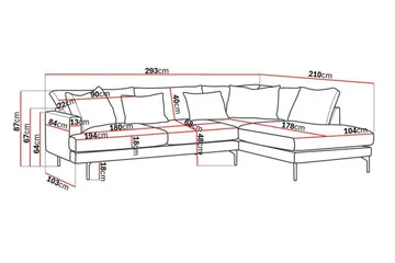 Menard 4-sits Högervänd L-formad Djup Schäslongsoffa i Manchester - Grå - Möbler - Soffa - Divansoffor & schäslongsoffa