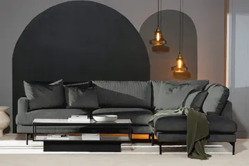 Menard 4-sits Högervänd L-formad Djup Schäslongsoffa i Manchester - Grå - Möbler - Soffa - Divansoffor & schäslongsoffa