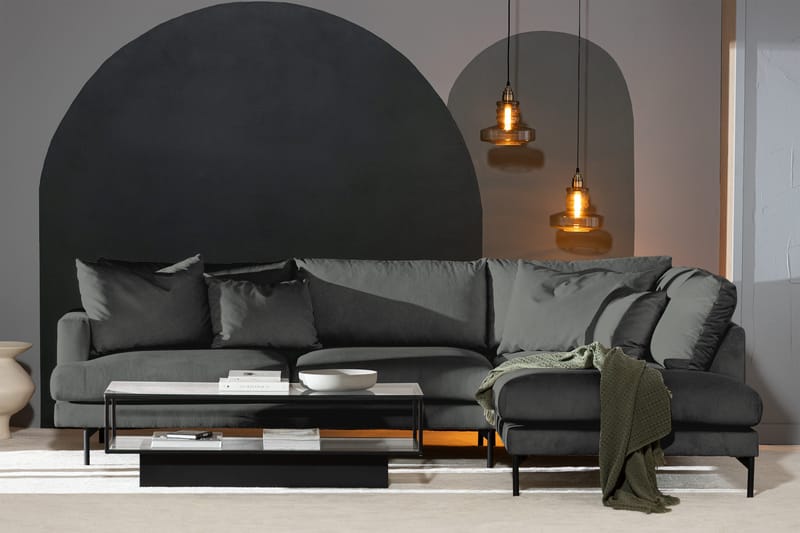 Menard 4-sits Högervänd L-formad Djup Schäslongsoffa i Manchester - Grå - Möbler - Soffa - Divansoffor & schäslongsoffa