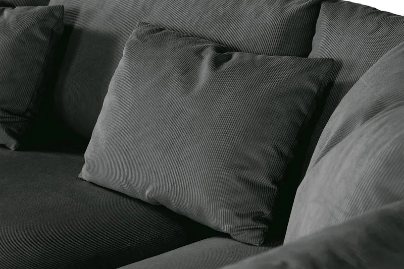 Menard 4-sits Högervänd L-formad Djup Schäslongsoffa i Manchester - Grå - Möbler - Soffa - Divansoffor & schäslongsoffa