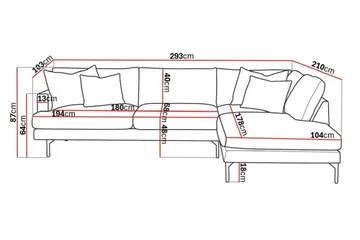 Menard 4-sits Högervänd L-formad Djup Schäslongsoffa i Manchester - Grå - Möbler - Soffa - Divansoffor & schäslongsoffa
