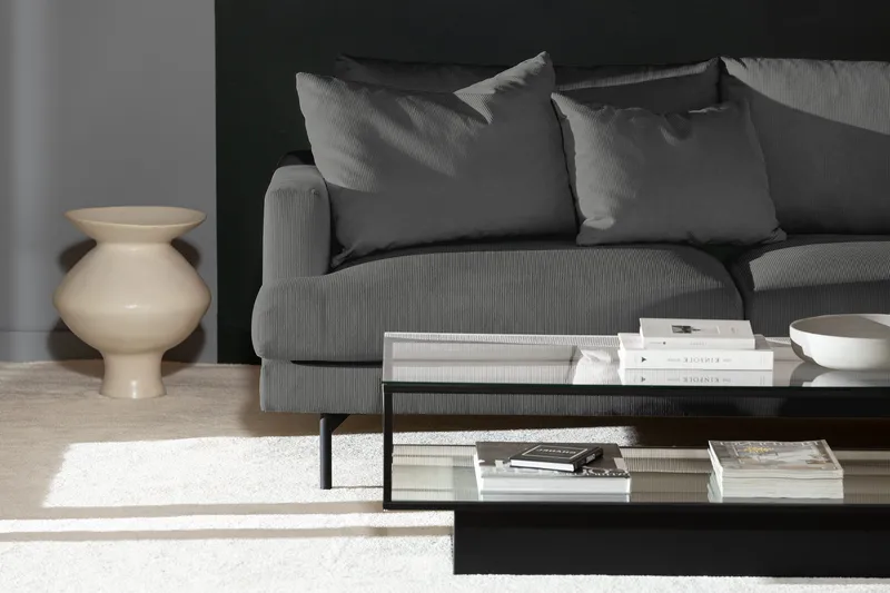 Menard 4-sits Högervänd L-formad Djup Schäslongsoffa i Manchester - Grå - Möbler - Soffa - Divansoffor & schäslongsoffa