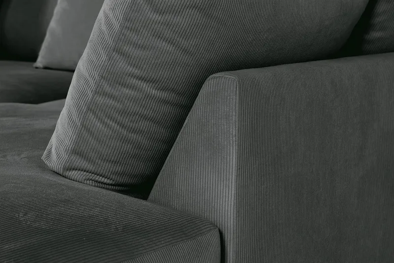 Menard 4-sits Högervänd L-formad Djup Schäslongsoffa i Manchester - Grå - Möbler - Soffa - Divansoffor & schäslongsoffa