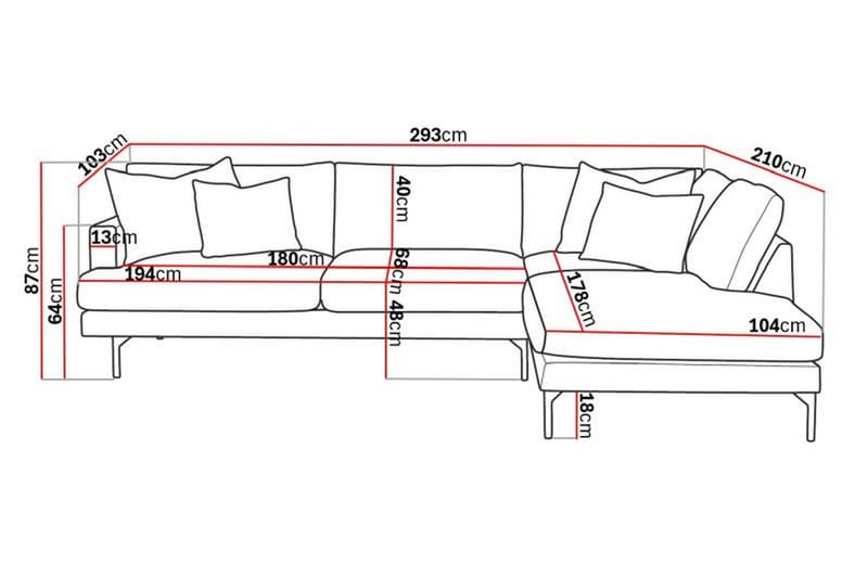 Menard 4-sits Högervänd L-formad Djup Schäslongsoffa i Manchester - Grön - Möbler - Soffa - Divansoffor & schäslongsoffa