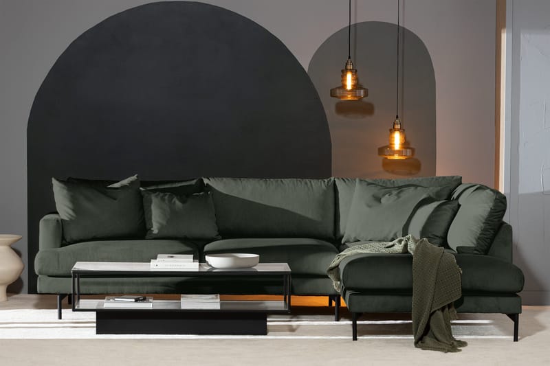 Menard 4-sits Högervänd L-formad Djup Schäslongsoffa i Manchester - Grön - Möbler - Soffa - Divansoffor & schäslongsoffa