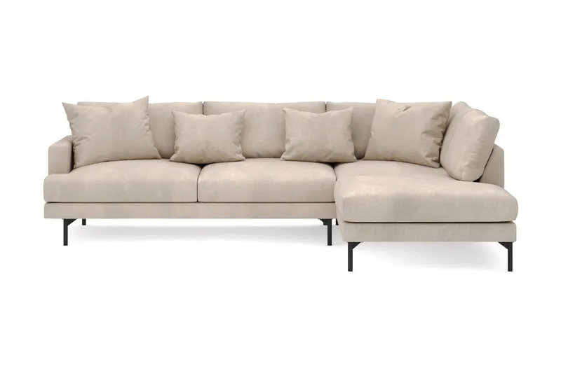 Menard 4-sits Högervänd L-formad Djup Schäslongsoffa i Manchester - Greige - Möbler - Soffa - Divansoffor & schäslongsoffa