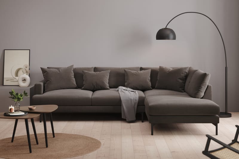 Menard 4-sits Högervänd L-formad Djup Schäslongsoffa i Manchester - Mörkgrå - Möbler - Soffa - Divansoffor & schäslongsoffa