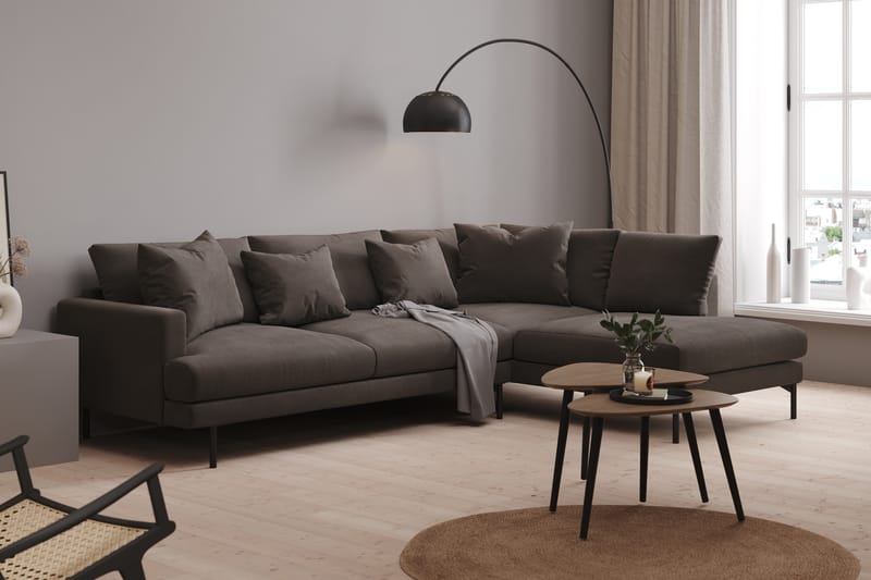 Menard 4-sits Högervänd L-formad Djup Schäslongsoffa i Manchester - Mörkgrå - Möbler - Soffa - Divansoffor & schäslongsoffa