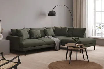 Menard 4-sits Högervänd L-formad Djup Schäslongsoffa i Manchester - Mörkgrön - Möbler - Soffa - Divansoffor & schäslongsoffa
