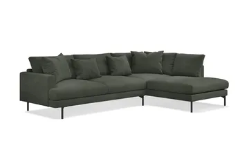 Menard 4-sits Högervänd L-formad Djup Schäslongsoffa i Manchester - Mörkgrön - Möbler - Soffa - Divansoffor & schäslongsoffa
