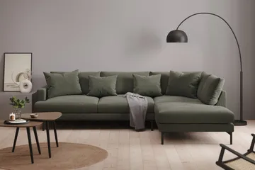 Menard 4-sits Högervänd L-formad Djup Schäslongsoffa i Manchester - Mörkgrön - Möbler - Soffa - Divansoffor & schäslongsoffa