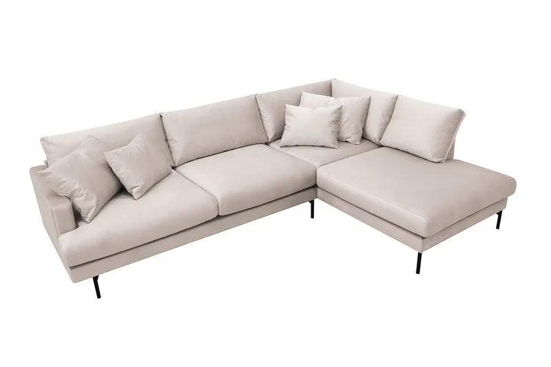 Menard 4-sits Högervänd L-formad Djup Schäslongsoffa i Sammet - Beige - Möbler - Soffa - Divansoffor & schäslongsoffa