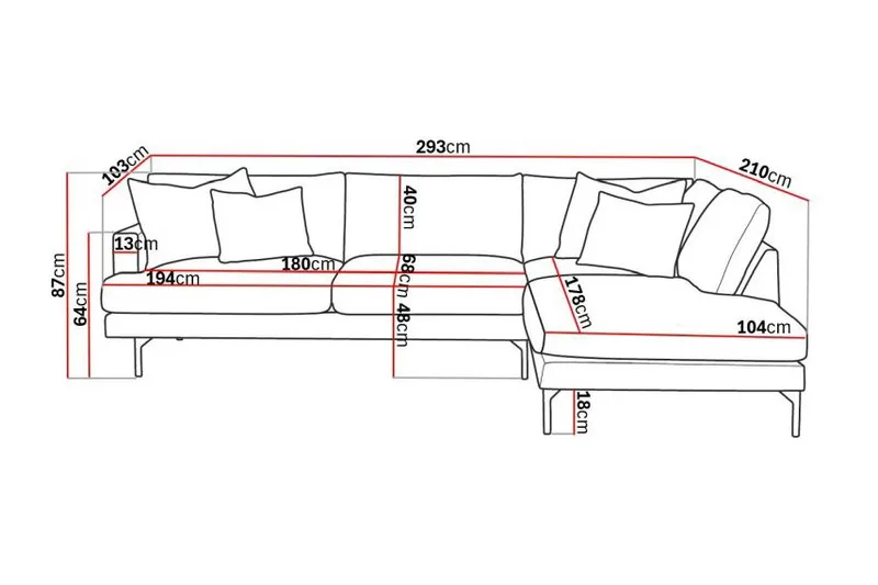 Menard 4-sits Högervänd L-formad Djup Schäslongsoffa i Sammet - Beige - Möbler - Soffa - Divansoffor & schäslongsoffa