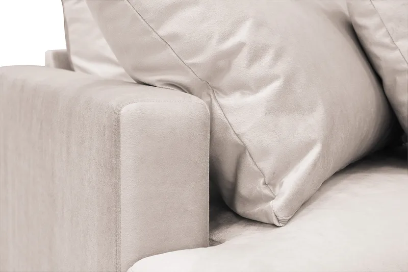 Menard 4-sits Högervänd L-formad Djup Schäslongsoffa i Sammet - Beige - Möbler - Soffa - Divansoffor & schäslongsoffa