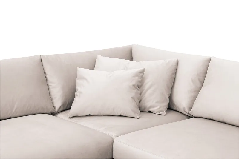 Menard 4-sits Högervänd L-formad Djup Schäslongsoffa i Sammet - Beige - Möbler - Soffa - Divansoffor & schäslongsoffa