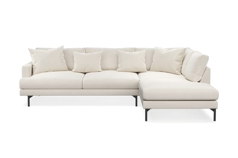Menard 4-sits Högervänd L-formad Djup Schäslongsoffa i Sammet - Krämvit - Möbler - Soffa - Divansoffor & schäslongsoffa