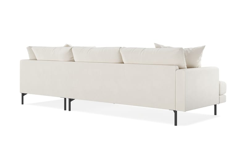 Menard 4-sits Högervänd L-formad Djup Schäslongsoffa i Sammet - Krämvit - Möbler - Soffa - Divansoffor & schäslongsoffa