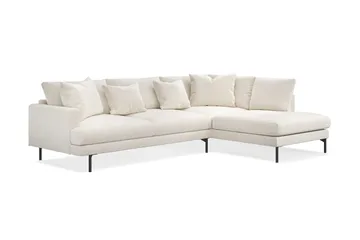 Menard 4-sits Högervänd L-formad Djup Schäslongsoffa i Sammet - Krämvit - Möbler - Soffa - Divansoffor & schäslongsoffa