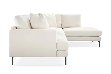 Menard 4-sits Högervänd L-formad Djup Schäslongsoffa i Sammet - Krämvit - Möbler - Soffa - Divansoffor & schäslongsoffa