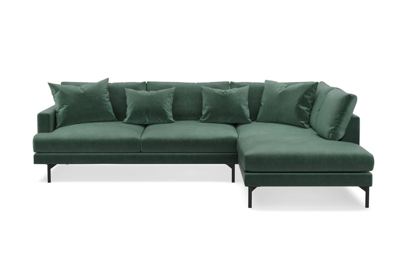 Menard 4-sits Högervänd L-formad Djup Schäslongsoffa i Sammet - Mörkgrön - Möbler - Soffa - Divansoffor & schäslongsoffa