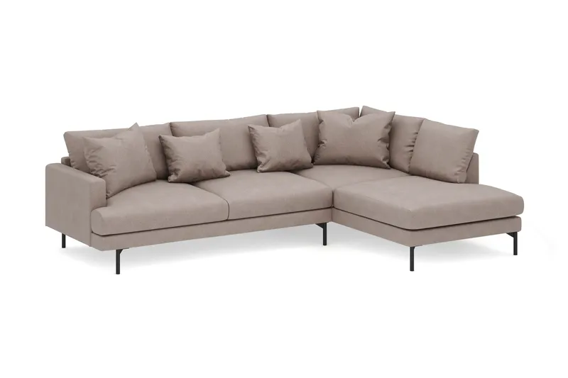 Menard 4-sits Högervänd L-formad Djup Schäslongsoffa i Tyg - Brun - Möbler - Soffa - Divansoffor & schäslongsoffa
