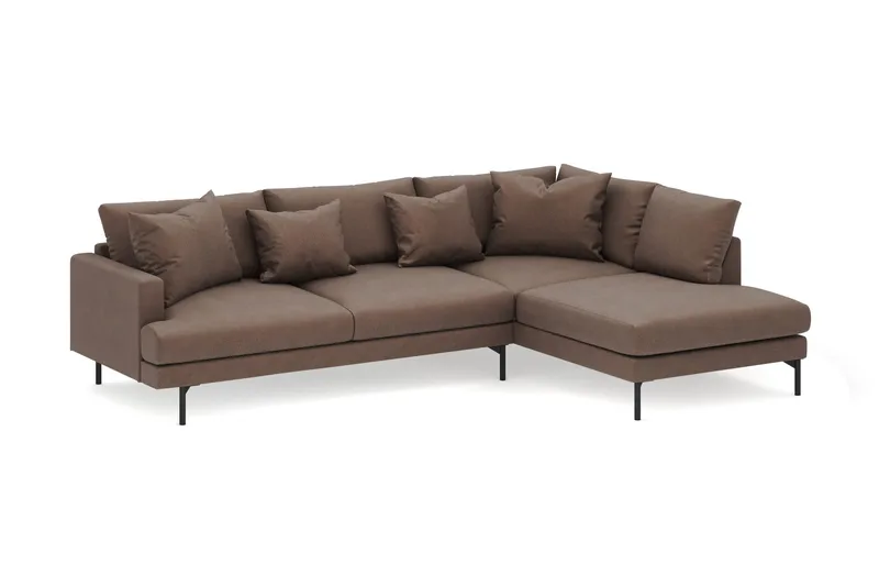 Menard 4-sits Högervänd L-formad Djup Schäslongsoffa i Tyg - Brun - Möbler - Soffa - Divansoffor & schäslongsoffa